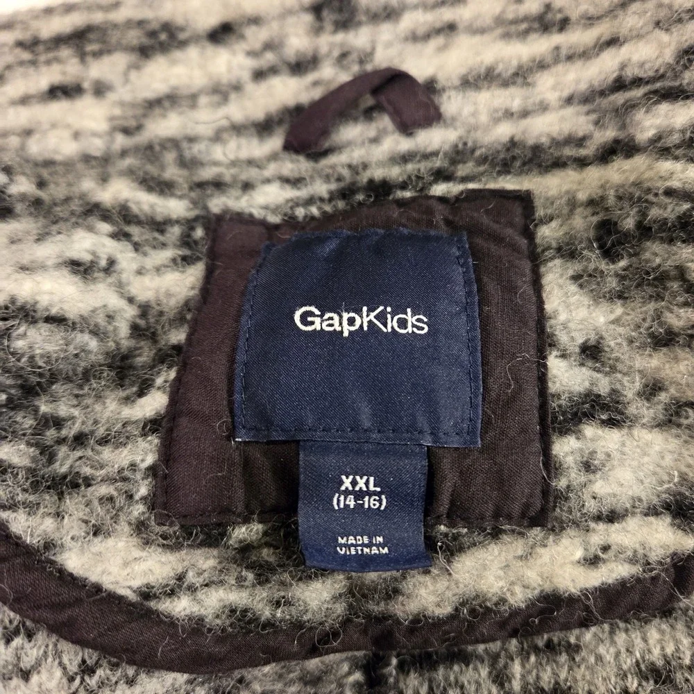 Gap‎ Kids Wool Blend Sweater Jacket, Girl's Size XXL 14/16, Gray & Black